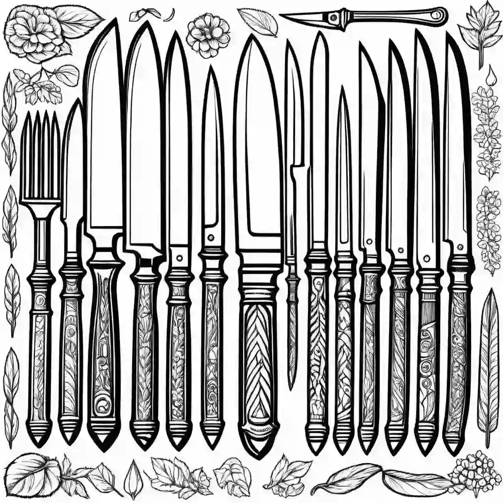Knives set coloring pages